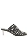Jil Sander Black Mules With Low Heel And All-over Stud Embellishments In Black