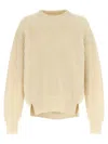 Jil Sander Oversized Crew Neck Sweater With Ribbed Texture In Natural