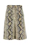 Jil Sander Printed Leather Bermuda Shorts In Natural