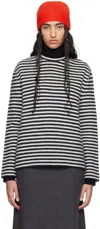 Jil Sander Navy & White Striped Sweater In 124 Mariniere