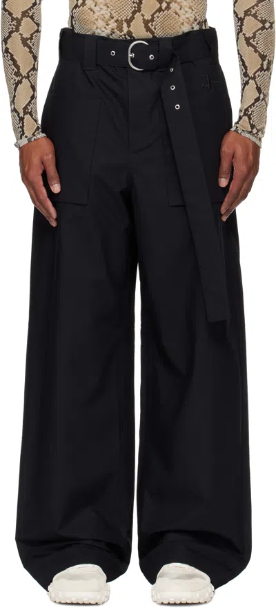 Jil Sander Navy Belted Trousers In 400 Dark Navy
