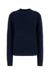 Jil Sander Oversize Alpaca Blend Crew Neck Sweater In Blue