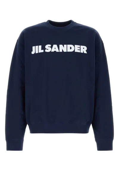 JIL SANDER NAVY BLUE COTTON SWEATSHIRT
