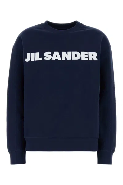 JIL SANDER JIL SANDER NAVY BLUE COTTON SWEATSHIRT