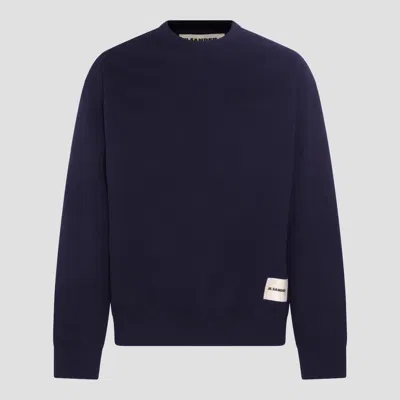 Jil Sander Logo-patch Cotton-jersey Sweatshirt In Blue