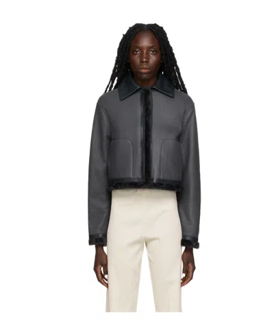 JIL SANDER NAVY BLUE LAPEL CASUAL JACKET