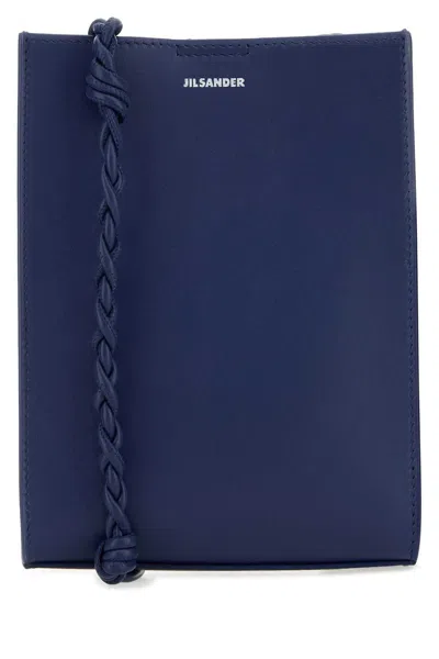 Jil Sander Navy Blue Mini Leather Tangle Crossbody Shoulder Bag With 48 Cm Strap