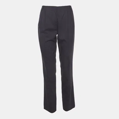 Pre-owned Jil Sander Navy Blue Wool Blend High Rise Trousers M