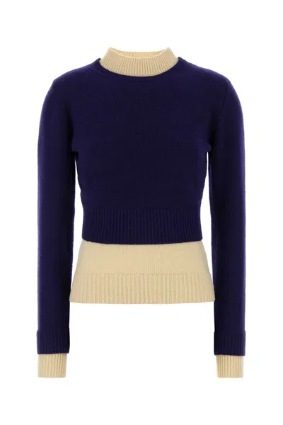 Jil Sander Navy Blue Wool Blend Sweater