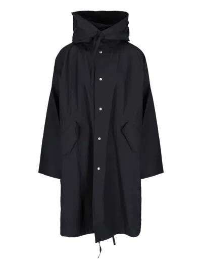 Jil Sander Navy Cotton Coat In Black