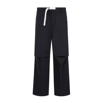 Jil Sander Navy Cotton Trousers For Men | Ss24 Collection In Blue