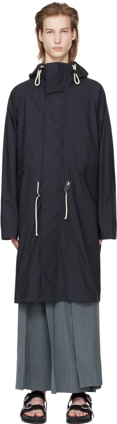 Jil Sander Hooded Cotton Parka In 401 Navy