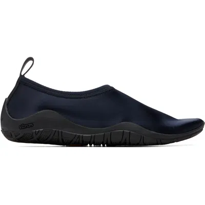 Jil Sander Elbe Rubber-trimmed Satin Flats In Blue