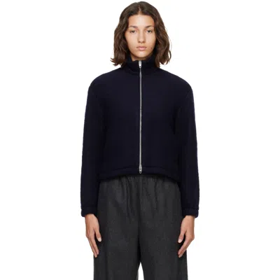 Jil Sander Navy High Neck Zip-up Cropped Jacket In Black