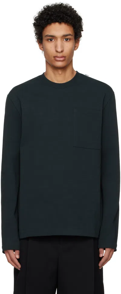 Jil Sander Navy Logo Flag Long Sleeve T-shirt In 402 Midnight