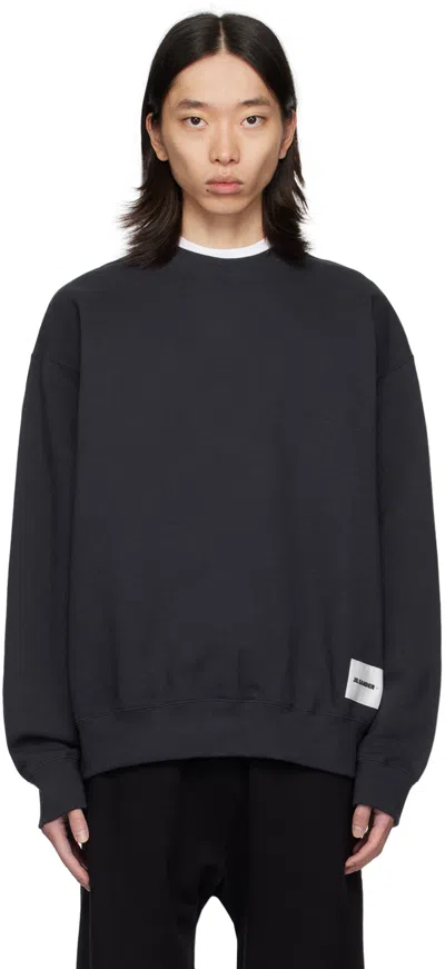 Jil Sander Logo-patch Cotton Sweatshirt In Blue