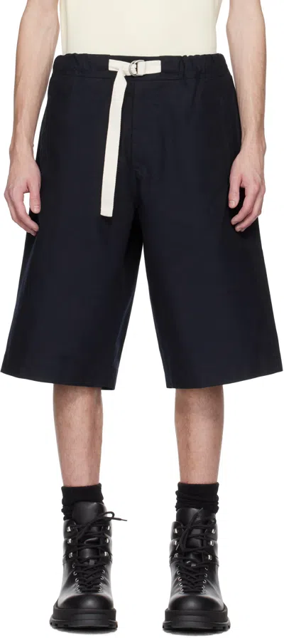 Jil Sander Navy Organic Cotton Bermuda Shorts In 400 Dark Navy