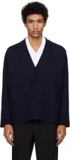 Jil Sander Wool Cardigan Long Sleeves V Neckline In 402 Midnight