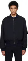 Jil Sander Navy Padded Bomber Jacket In 402 Midnight