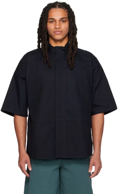 Jil Sander Navy Paneled Shirt In 401 - 401 + 443