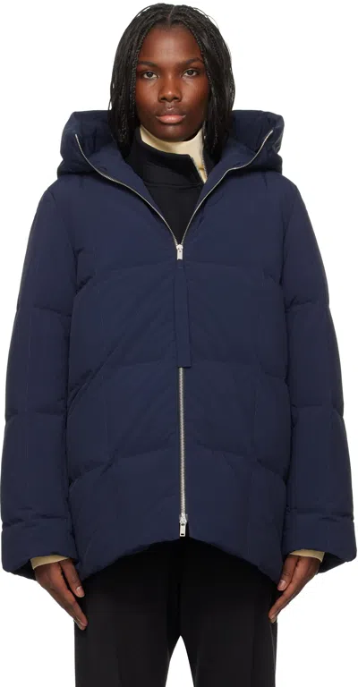 Jil Sander Navy Quilted Down Jacket In 402 Midnight