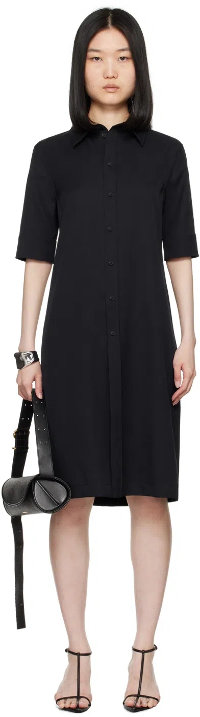 Jil Sander Navy Spread Collar Midi Dress In 401 Navy