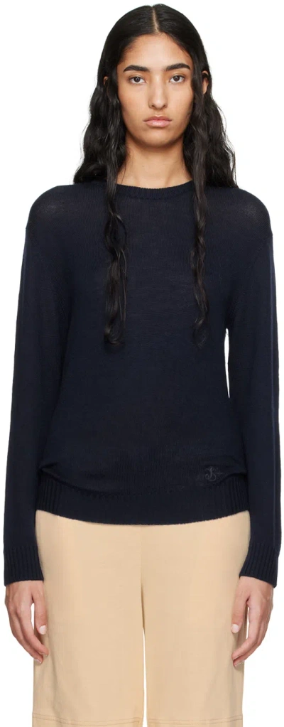 Jil Sander Navy Virgin Wool Sweater In 402 Midnight