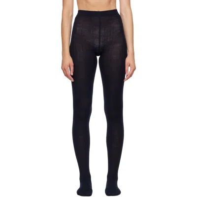 Jil Sander Navy Wool Blend Tights In 401 Navy