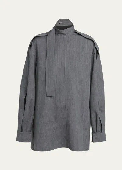 Jil Sander Neck Strap Boxy Wool Top In 030 Volcanic Glass