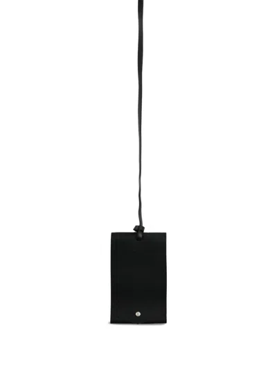 Jil Sander Neck-strap Leather Phone Case In Black