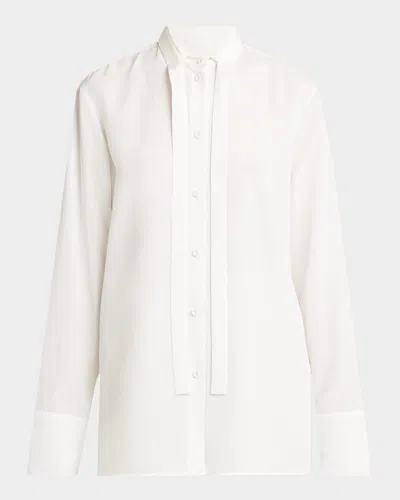 Jil Sander Neck-tie Button-down Shirt In Latte