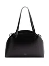 Jil Sander 'curve Medium' Black Shoulder Bag With Embossed Logo On The Front And Curved Design In Black