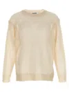 Jil Sander Mesh Net Knitwear Ribbed Finish In Beige