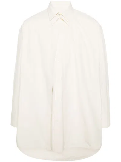 Jil Sander Neutral Double-collar Cotton Shirt In White