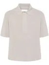 JIL SANDER NEUTRAL KNITTED POLO SHIRT