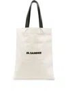 JIL SANDER NEUTRAL/BLACK CANVAS TOTE HANDBAG FROM FW23 COLLECTION