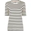 Jil Sander Black And White Knitted Striped T-shirt In Cotton Woman In Neutral