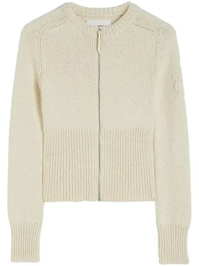 JIL SANDER NEUTRALS ZIP-UP CARDIGAN