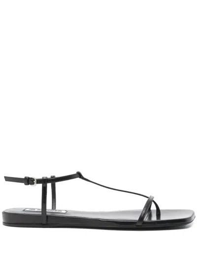 Jil Sander Leather Sandals Flat Sole Pointed Toe In Black