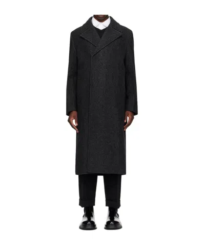 Jil Sander Notched Lapel Coat In Black