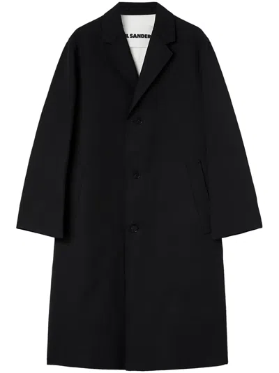 Jil Sander Semi-lined Double-breasted Virgin Wool Coat In Black