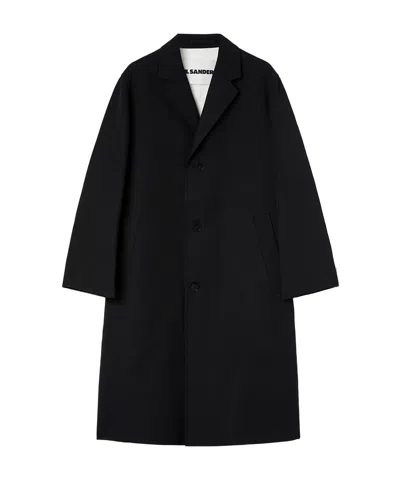 Jil Sander Semi-lined Double-breasted Virgin Wool Coat In Black