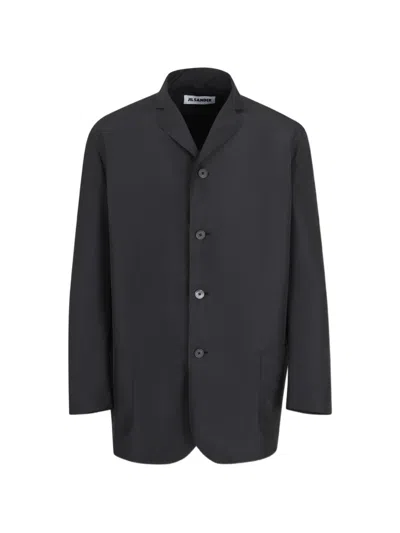 Jil Sander Notched-lapel Button-up Blazer In Black