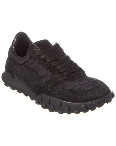 Jil Sander Nylon & Suede Sneaker In Black