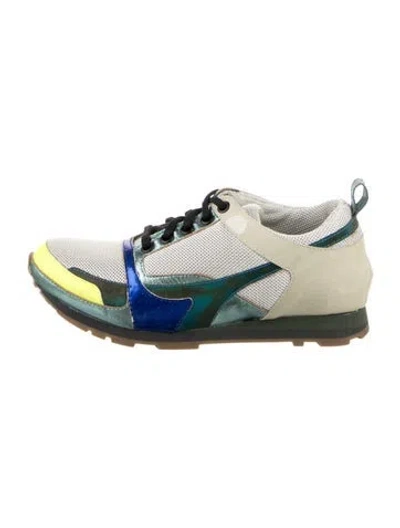 Pre-owned Jil Sander Nylon Colorblock Pattern Athletic Sneakers In Green