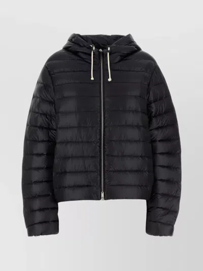 JIL SANDER NYLON DOWN JACKET WITH HOOD AND QUILTED PATTERN