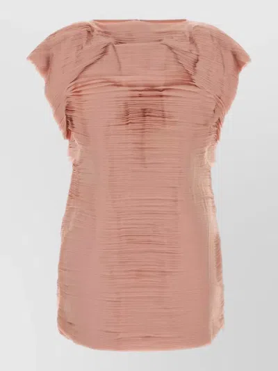 Jil Sander Nylon Mini Dress Cap Sleeves Textured In Pink