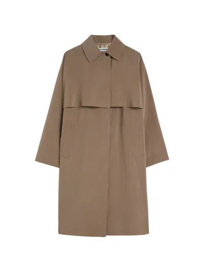 Jil Sander Nylon Trench Coat In Brown