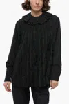 Jil Sander Nylon Tuxedo Shirt With Ruffled Collar In Black