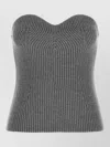 Jil Sander Strapless Ribbed Wool-blend Bustier Top In Pink